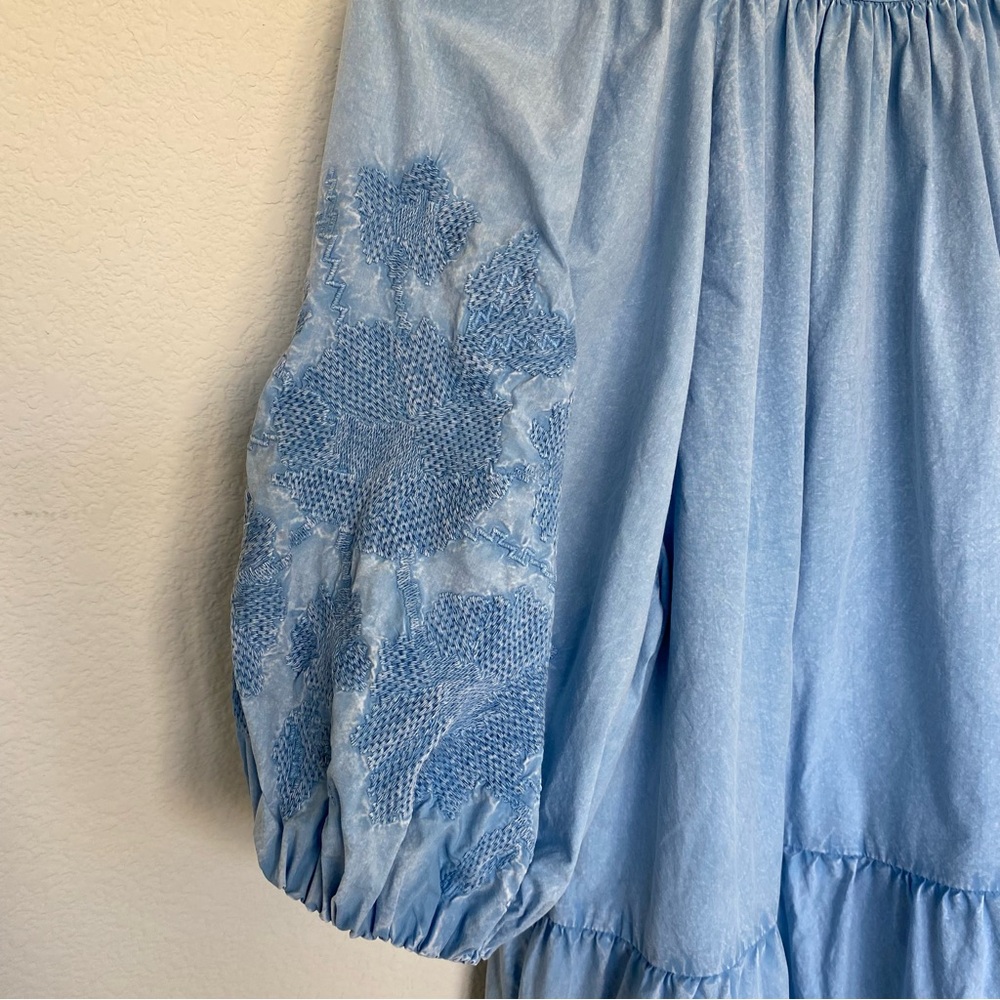 VELVET BY GRAHAM & SPENCER Chrissy Tonal Embroidery Chambray Dress | M - Picture 6 of 13